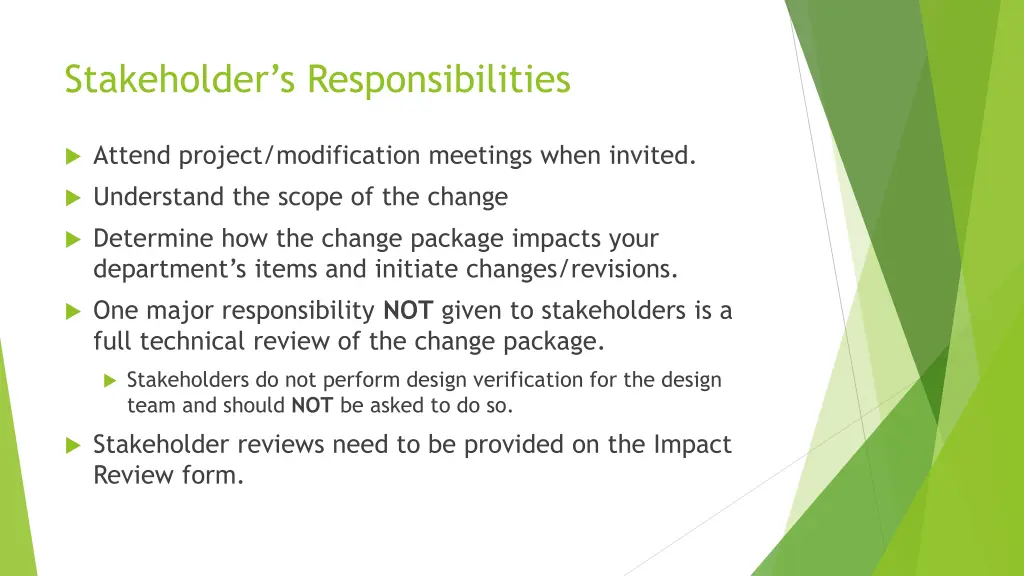 stakeholder s responsibilities