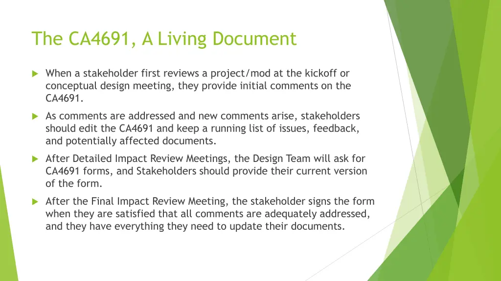 the ca4691 a living document