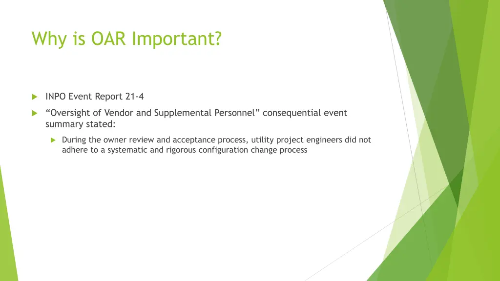 why is oar important