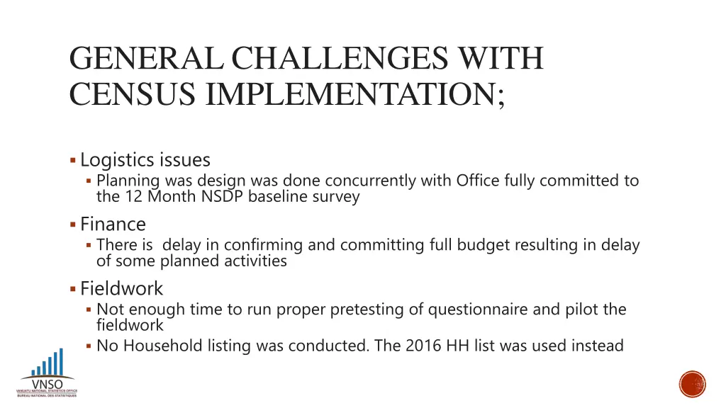 general challenges with census implementation
