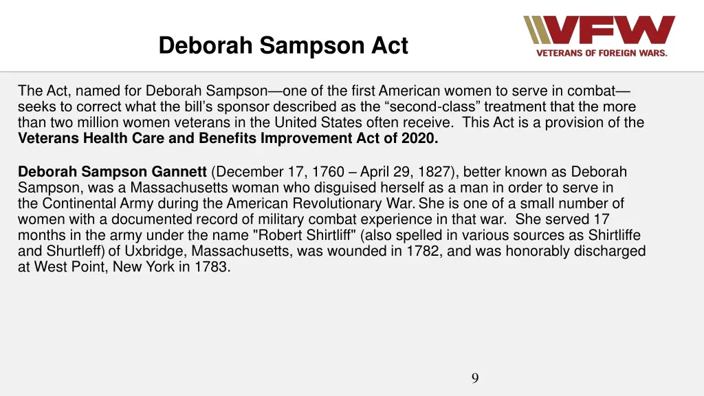 deborah sampson act
