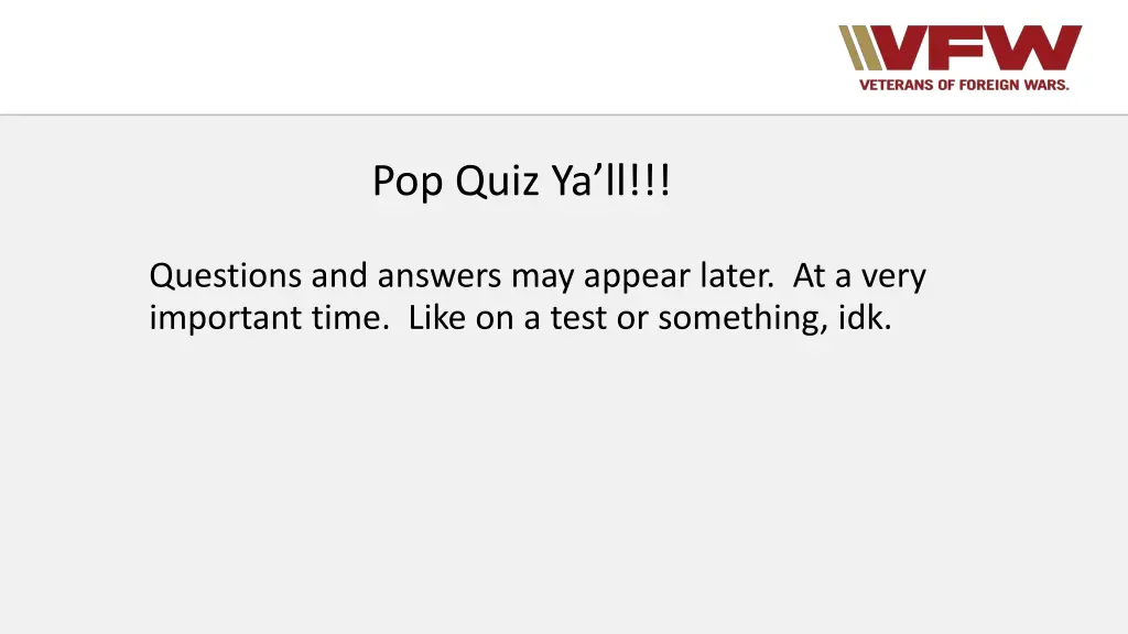 pop quiz ya ll