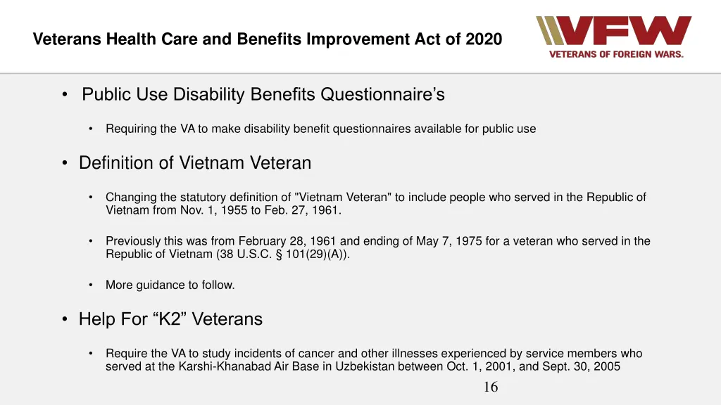 veterans health care and benefits improvement 4