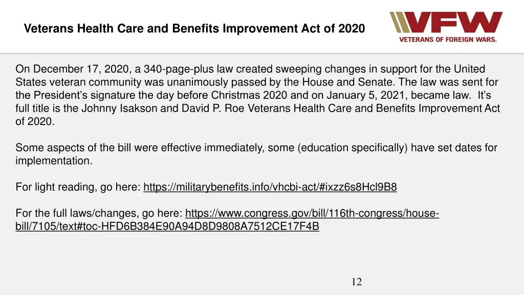 veterans health care and benefits improvement