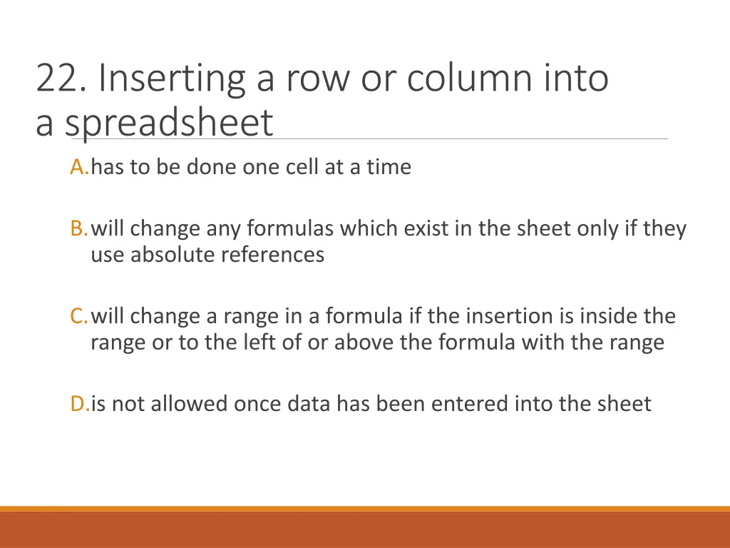 22 inserting a row or column into a spreadsheet