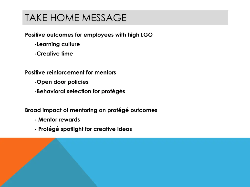 take home message