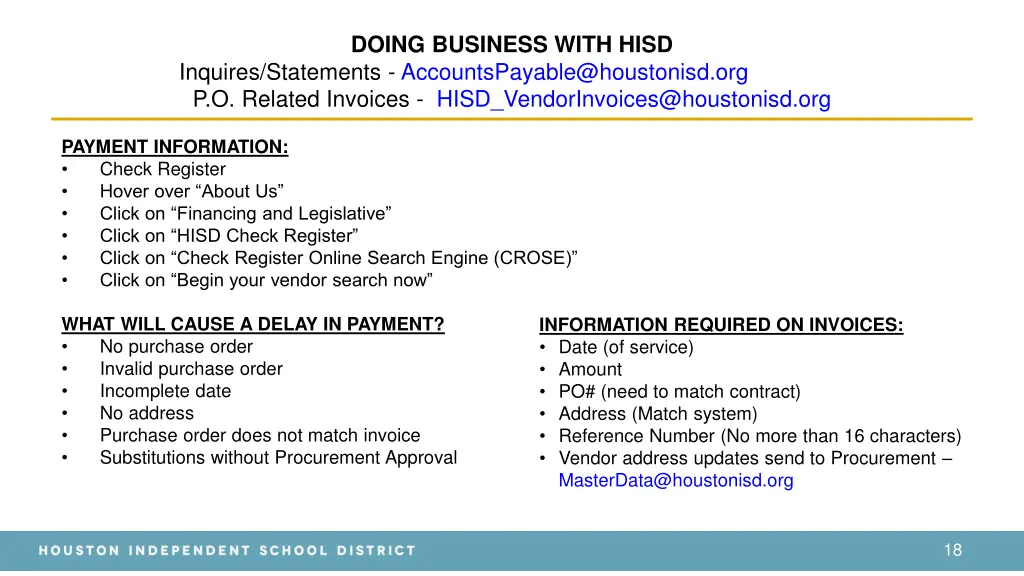 doing business with hisd