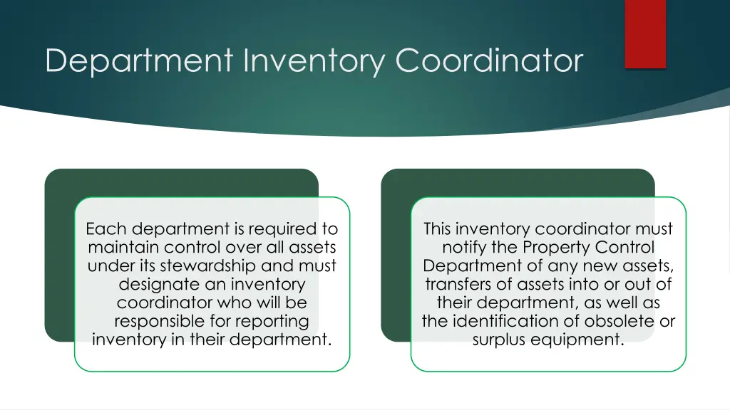 department inventory coordinator