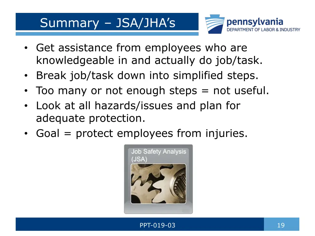 summary jsa jha s
