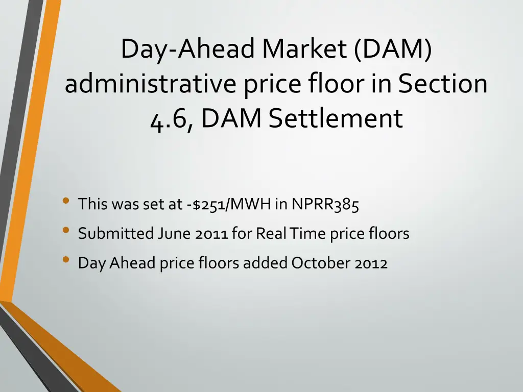 day ahead market dam administrative price floor