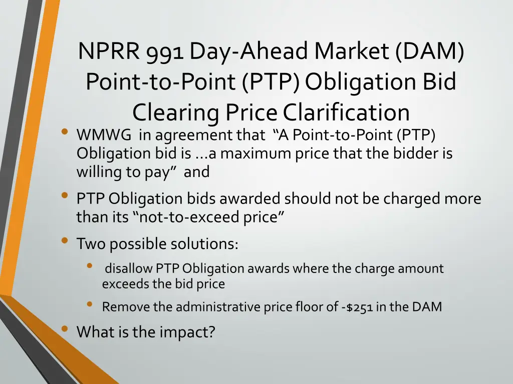 nprr 991 day ahead market dam point to point