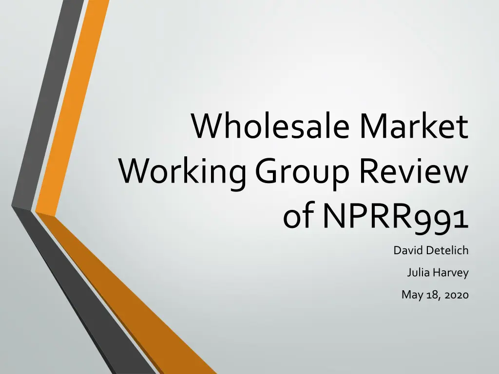 wholesale market working group review of nprr991