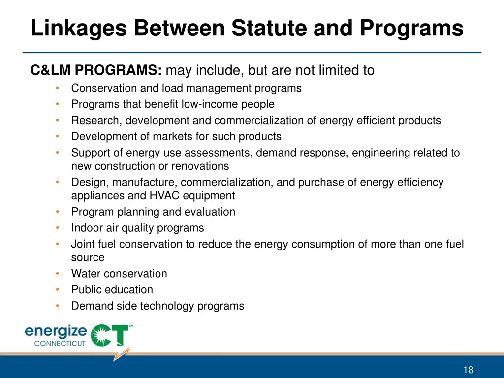 linkages between statute and programs