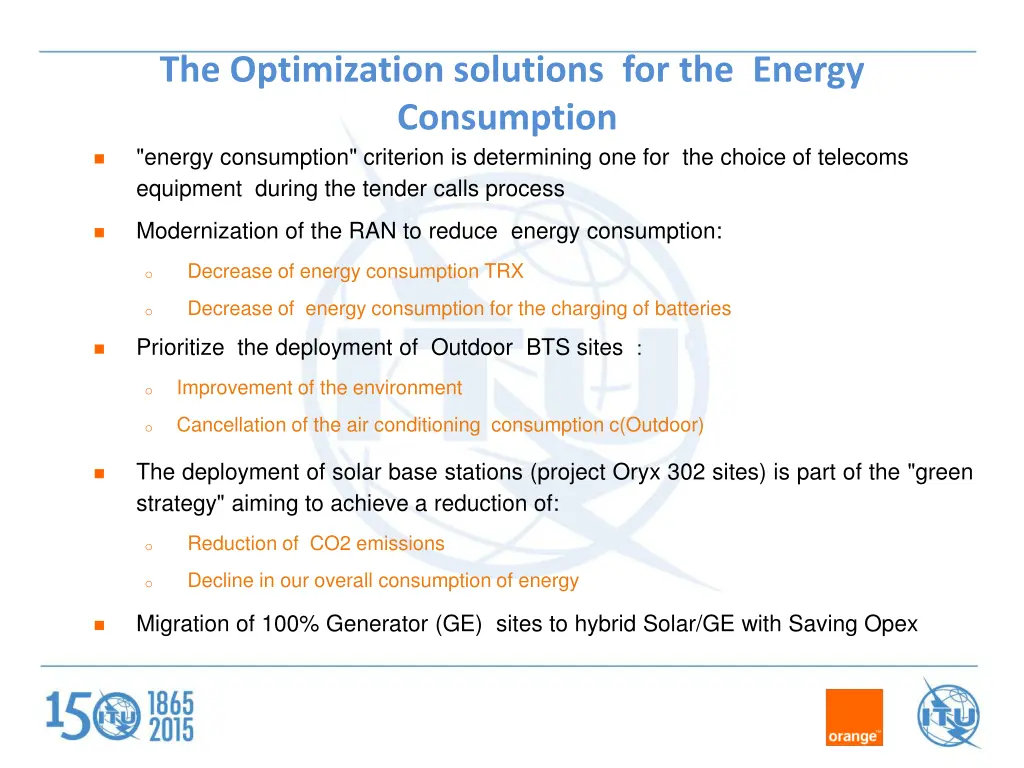 the optimization solutions for the energy