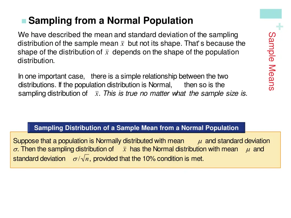 sampling from a normal population