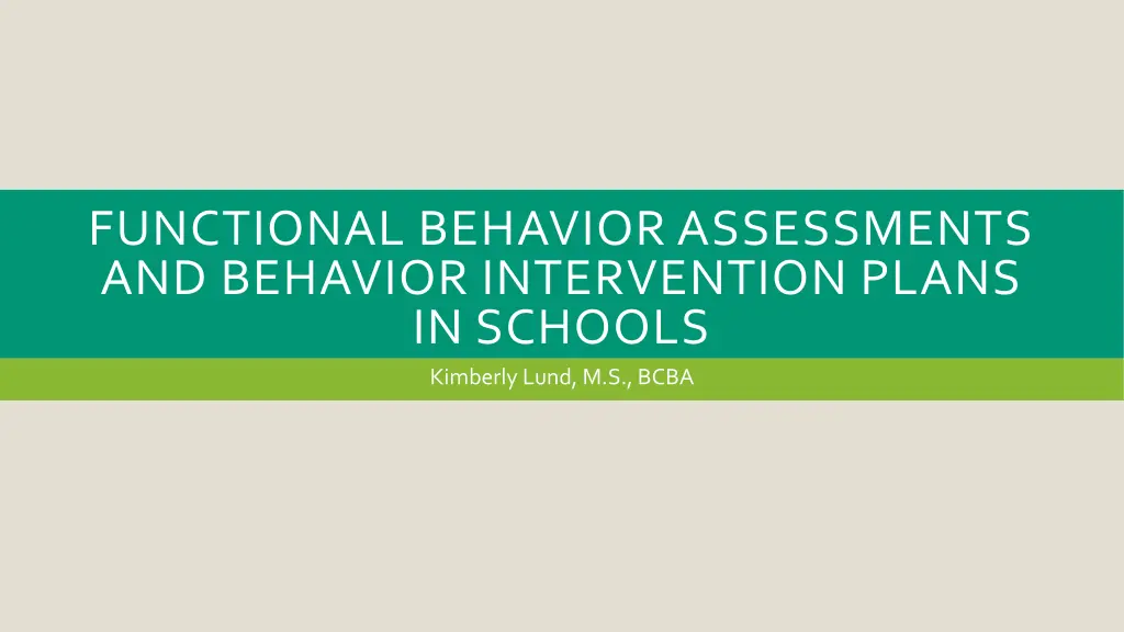 functional behavior assessments and behavior