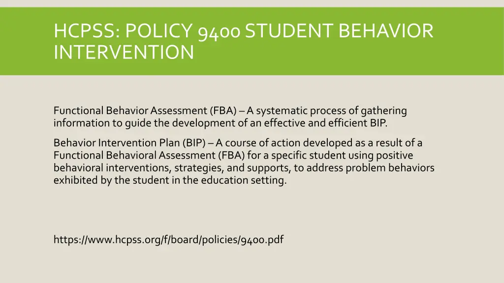 hcpss policy 9400 student behavior intervention
