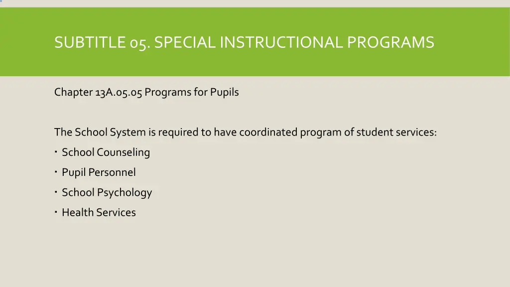 subtitle 05 special instructional programs 1