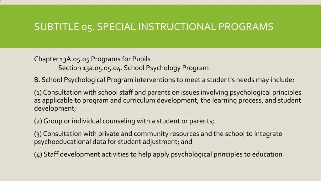 subtitle 05 special instructional programs 2