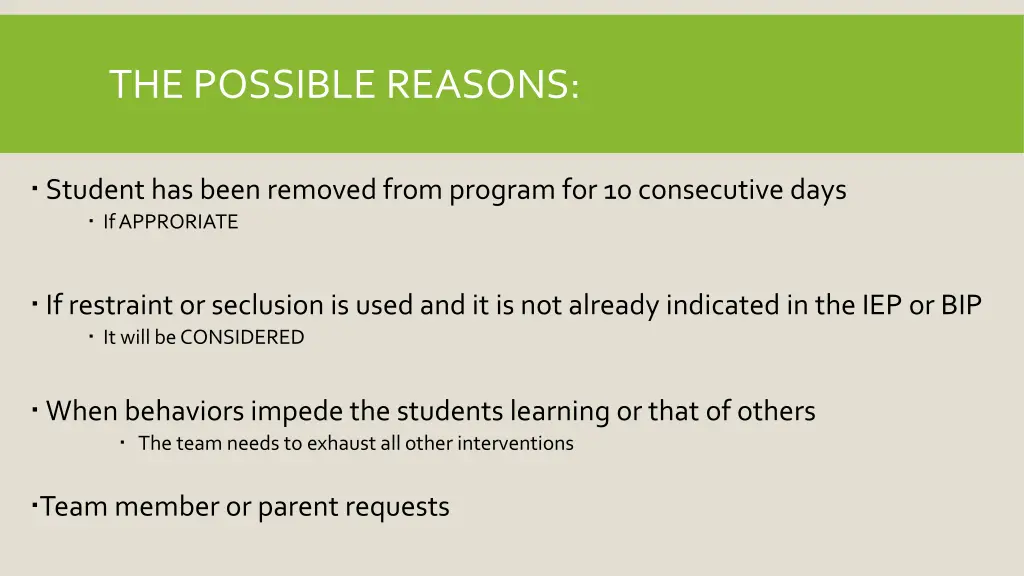 the possible reasons