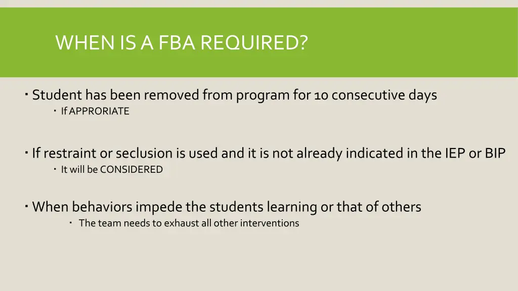 when is a fba required