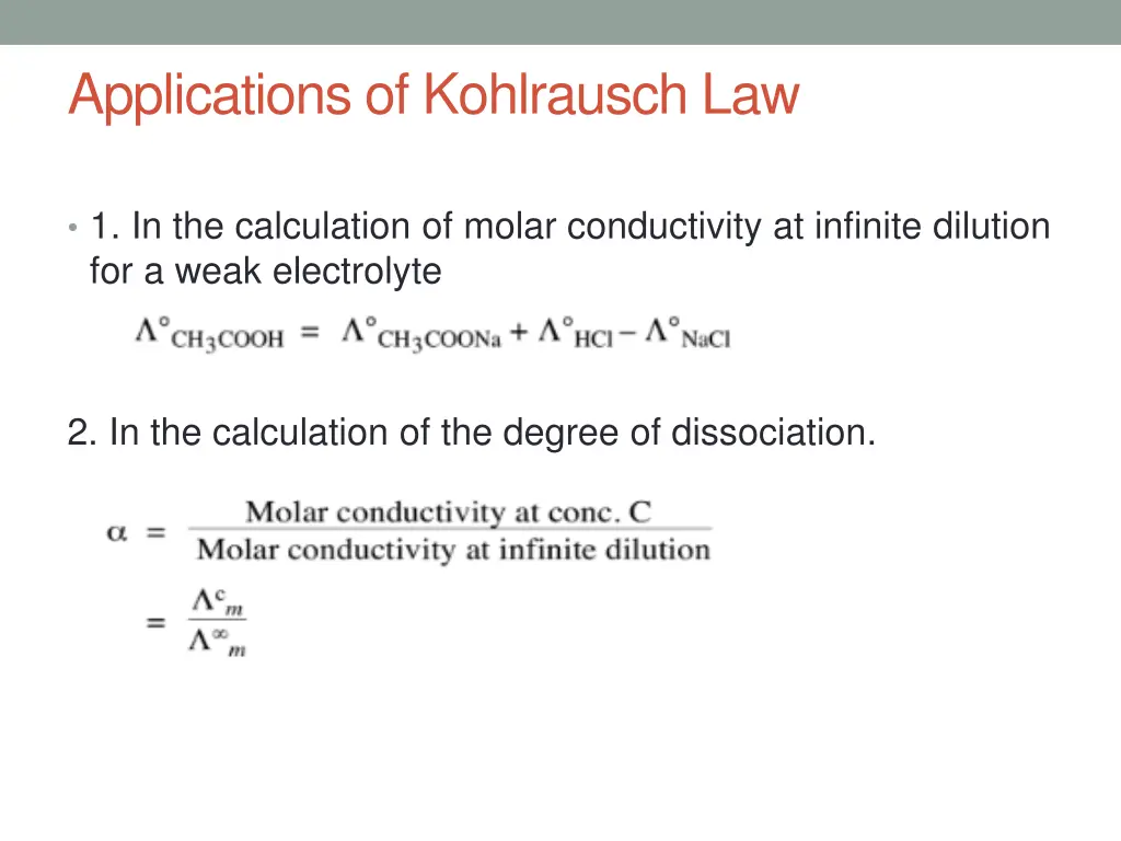 applications of kohlrausch law