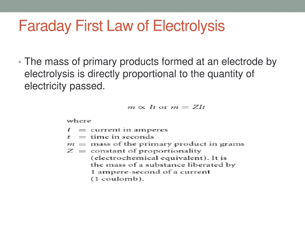 faraday first law of electrolysis