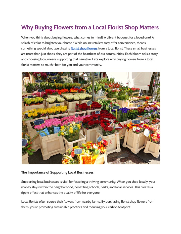 why buying flowers from a local florist shop