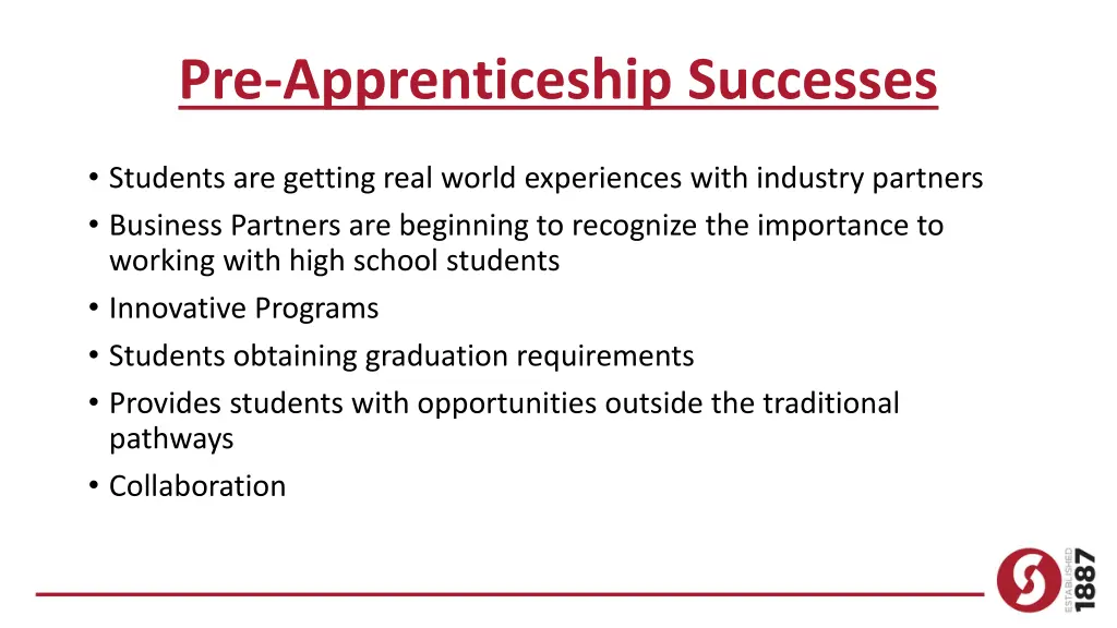 pre apprenticeship successes
