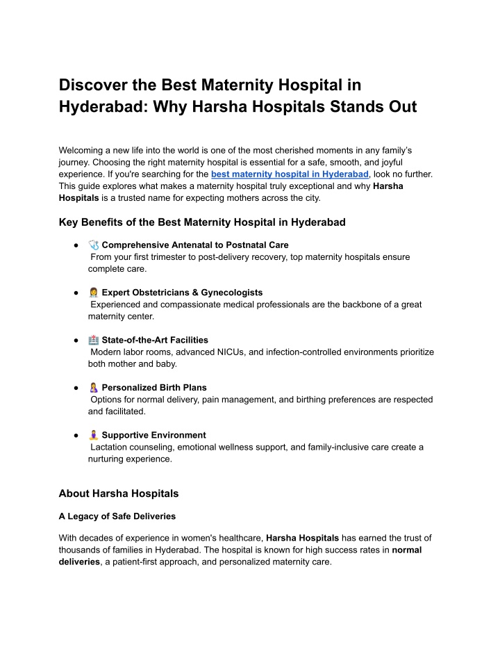 discover the best maternity hospital in hyderabad