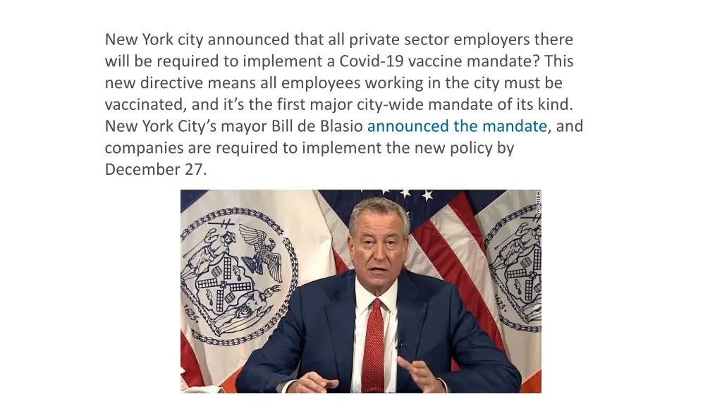 new york city announced that all private sector
