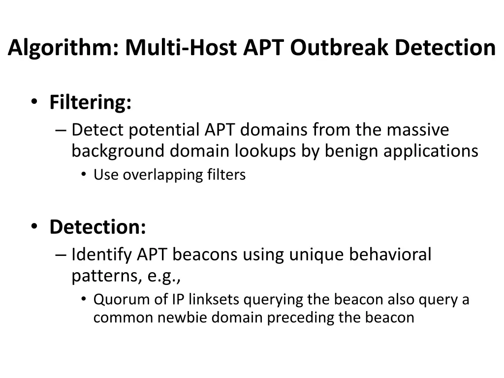 algorithm multi host apt outbreak detection