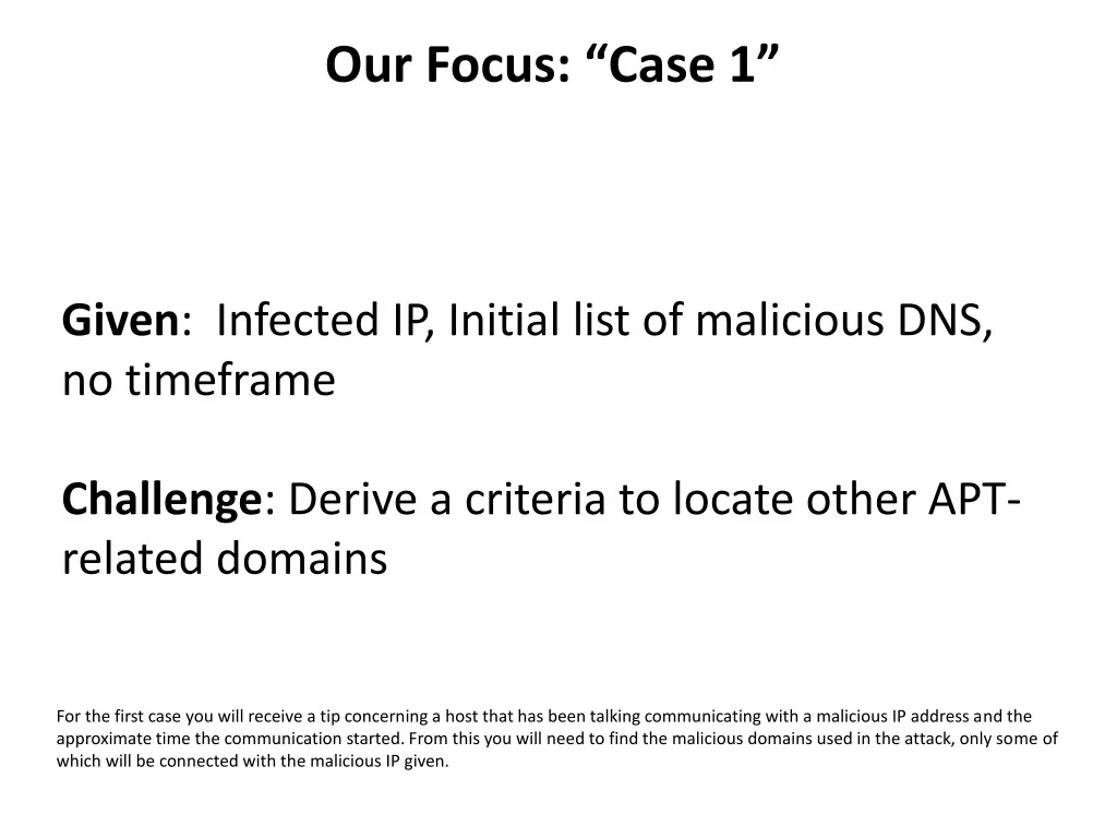 our focus case 1