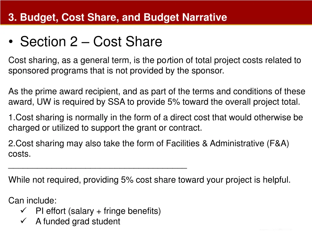 3 budget cost share and budget narrative