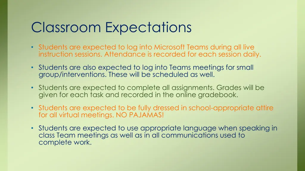 classroom expectations