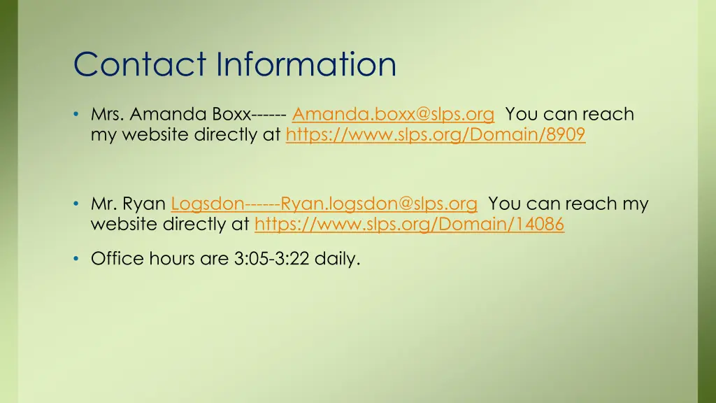 contact information