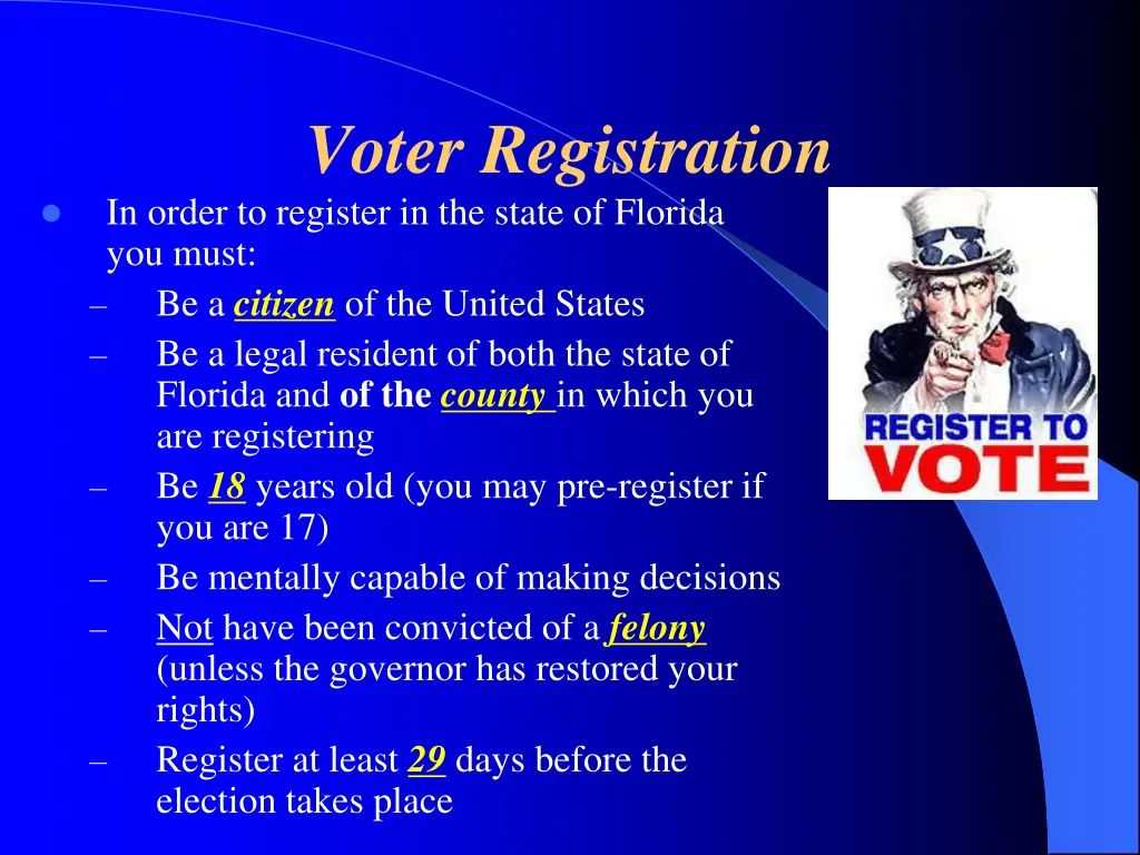 voter registration in order to register