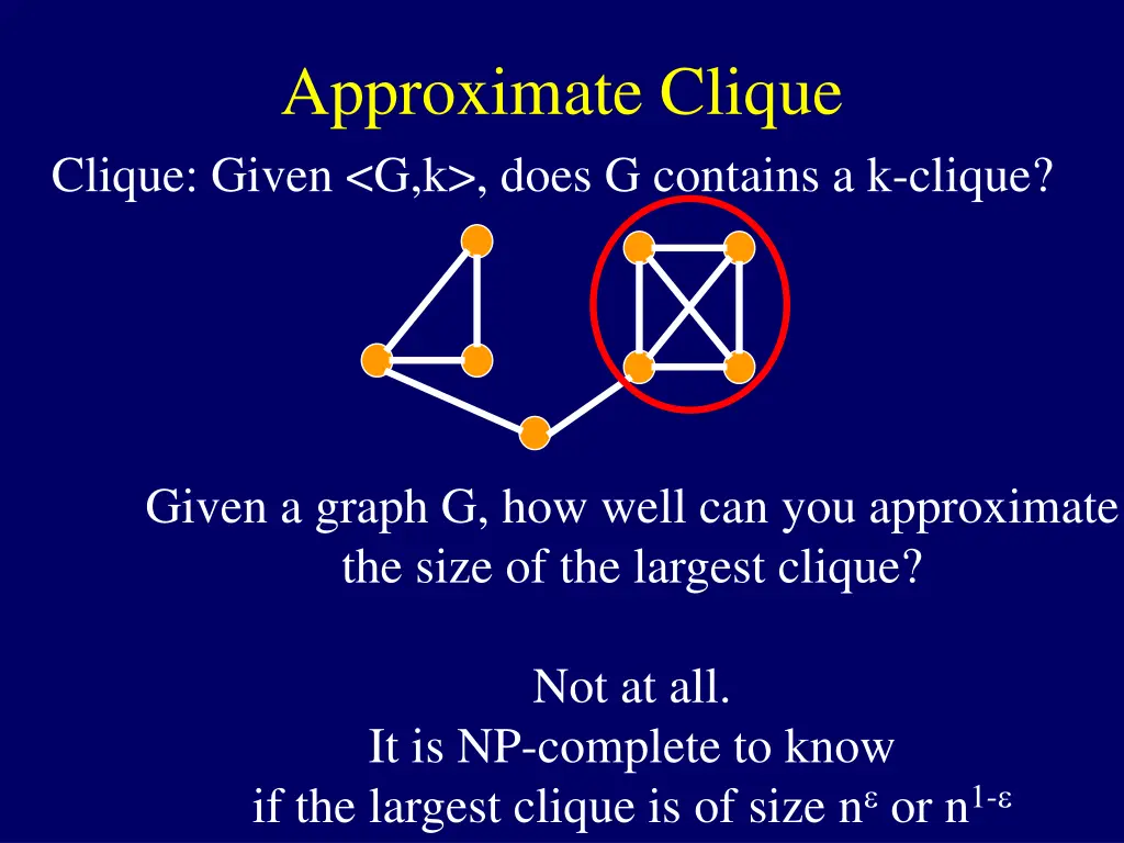 approximate clique clique given g k does 1