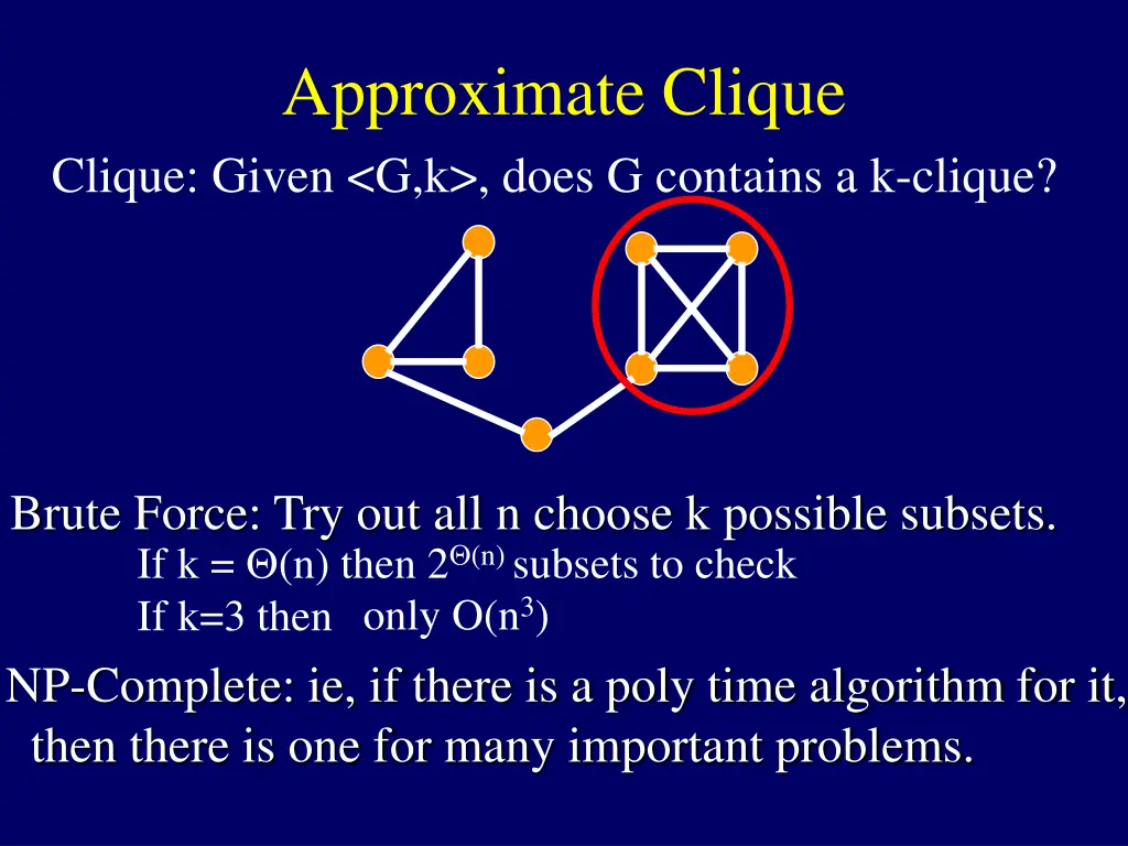 approximate clique clique given g k does