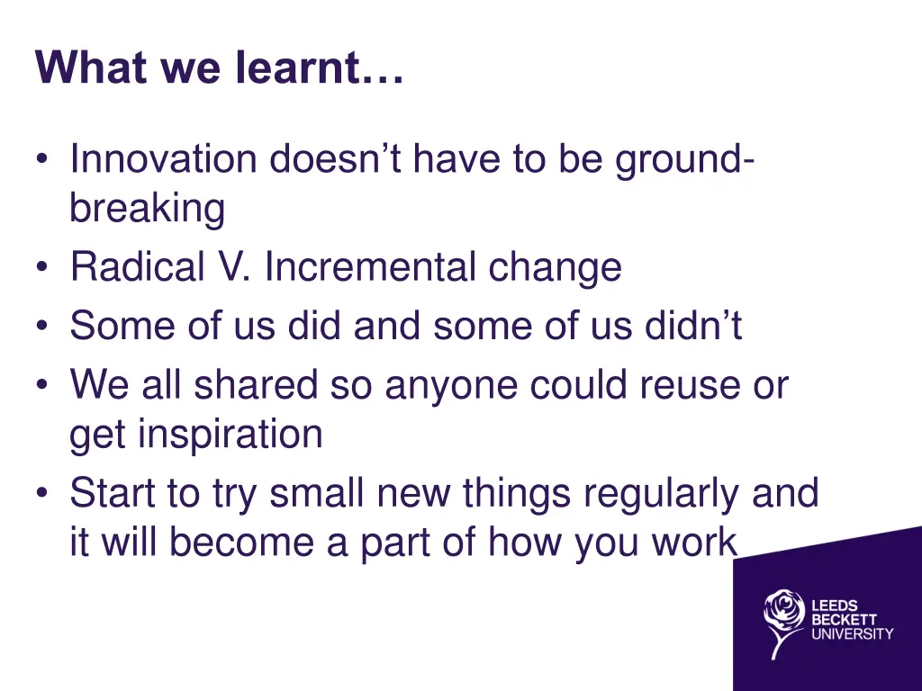 what we learnt