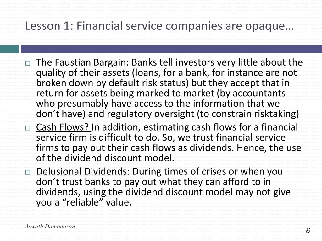 lesson 1 financial service companies are opaque