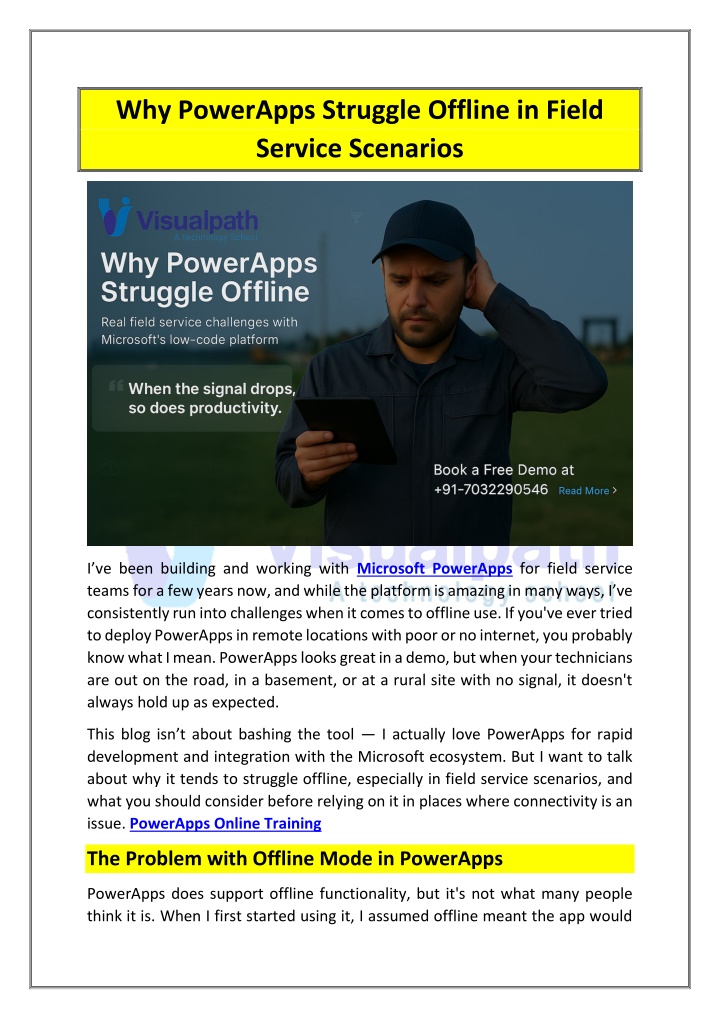 why powerapps struggle offline in field service