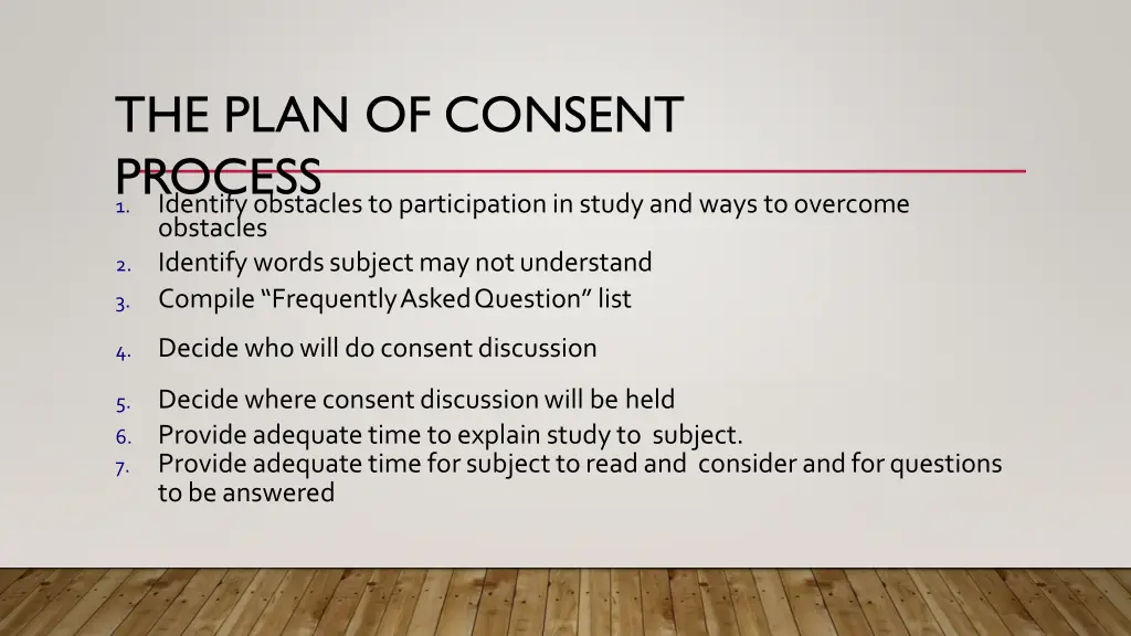 the plan of consent process 1 identify obstacles