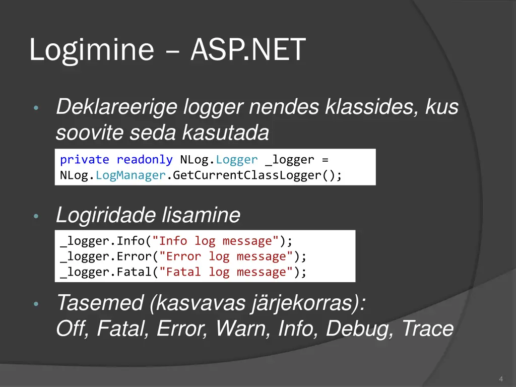 logimine asp net 2
