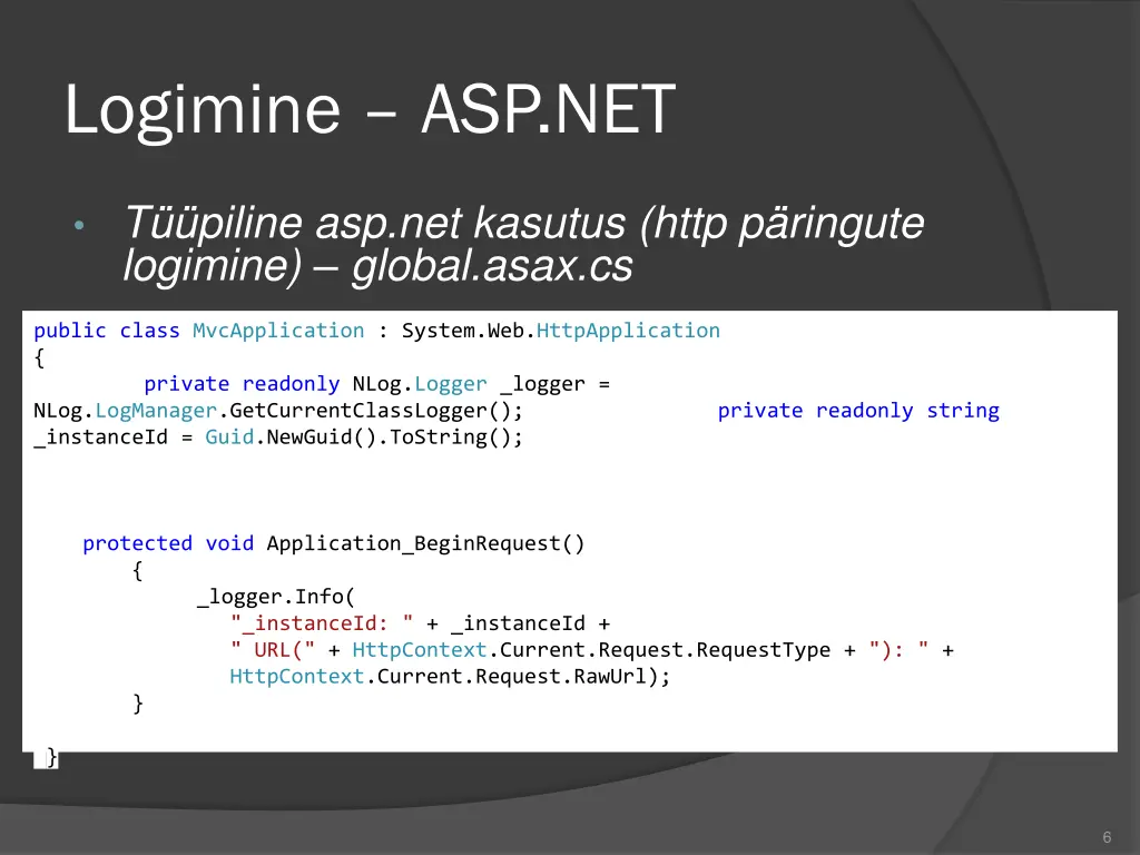 logimine asp net 4