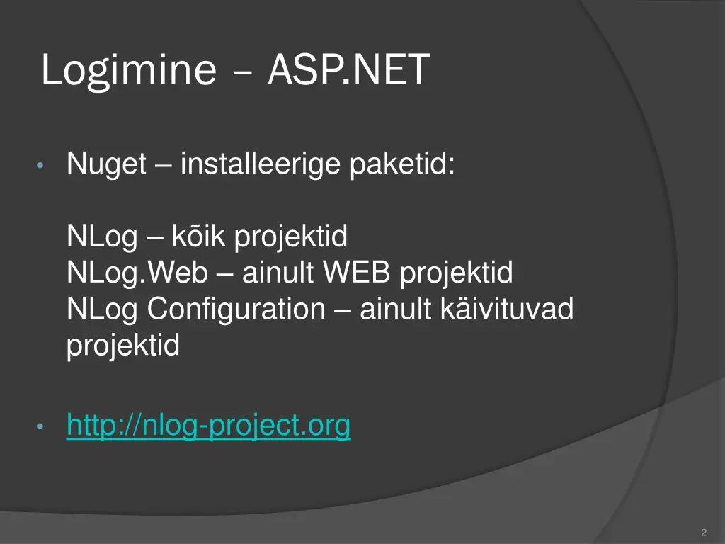 logimine asp net