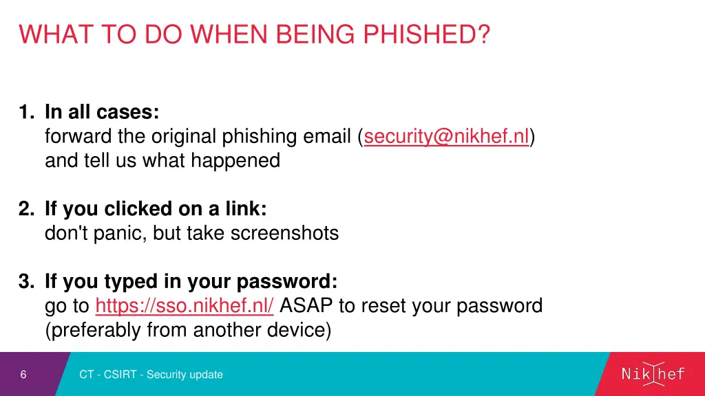 what to do when being phished