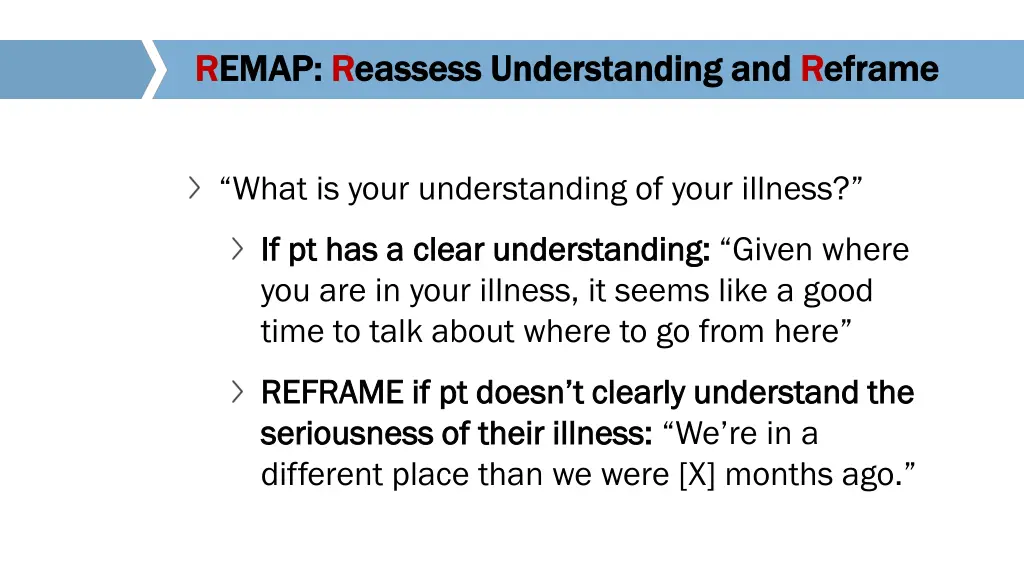 r remap emap r reassess understanding and eassess