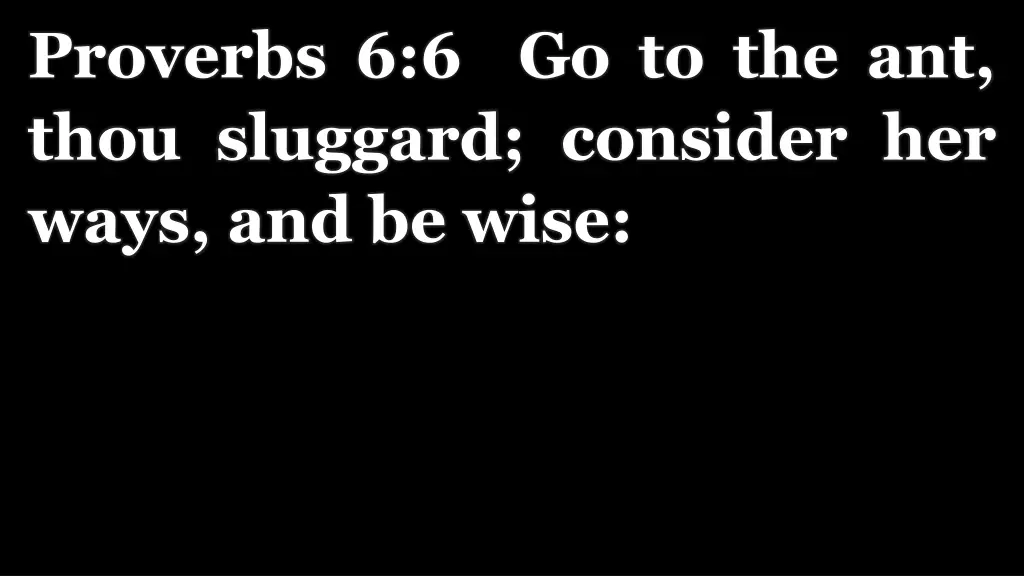 proverbs 6 6 go to the ant thou sluggard consider