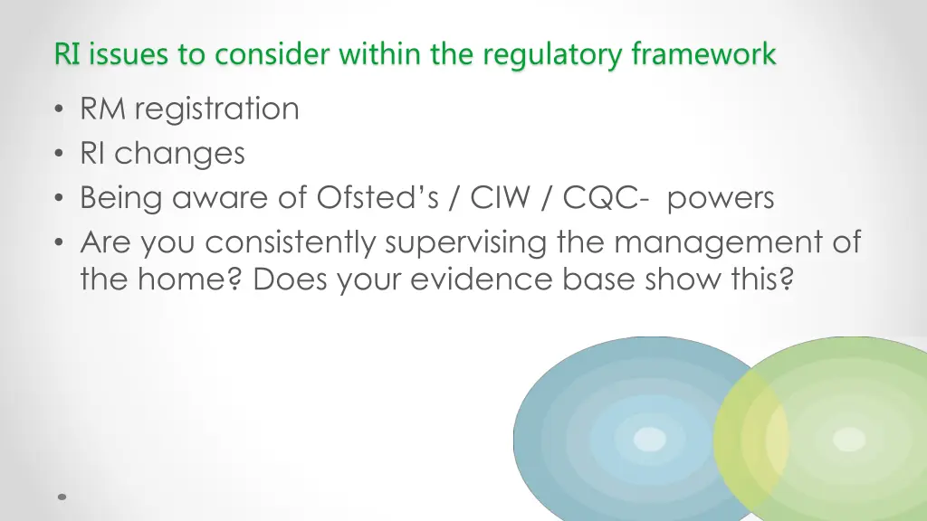 ri issues to consider within the regulatory
